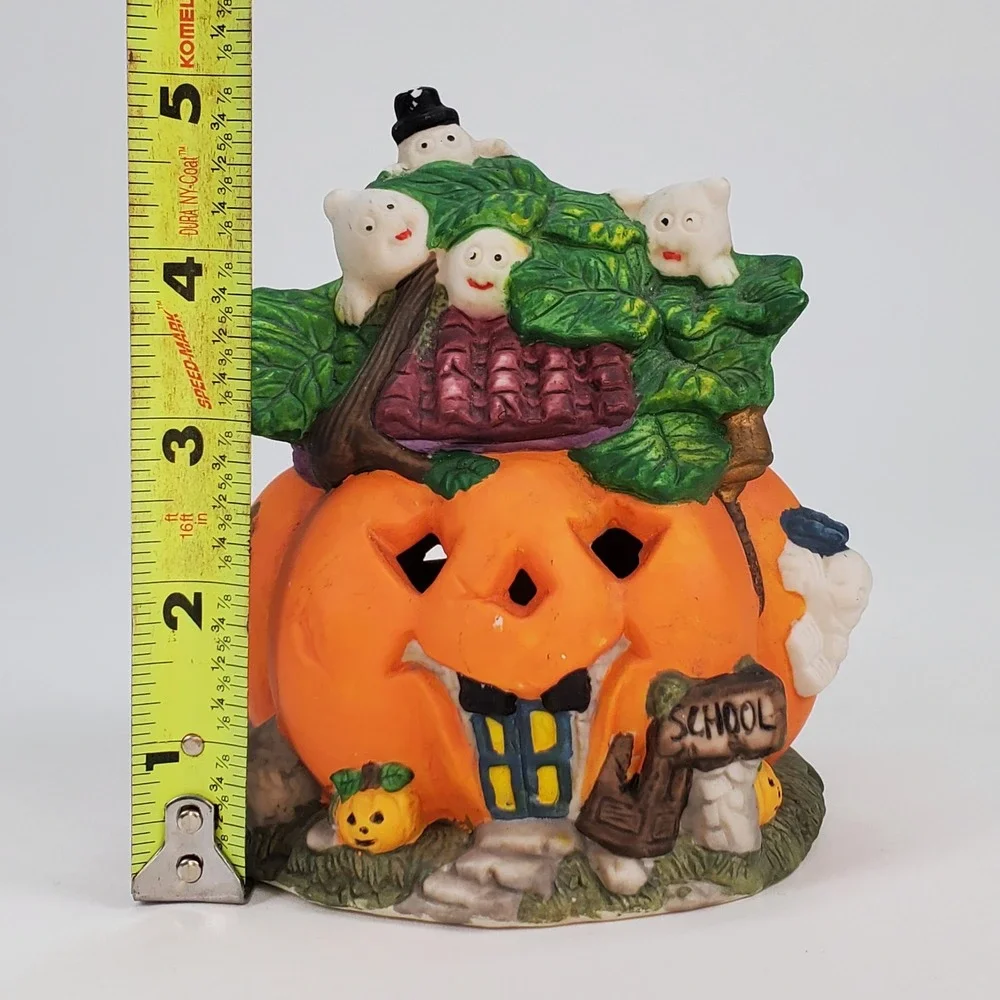 Halloween Pumpkin School House Ceramic Ghosts Jack-O-Lantern